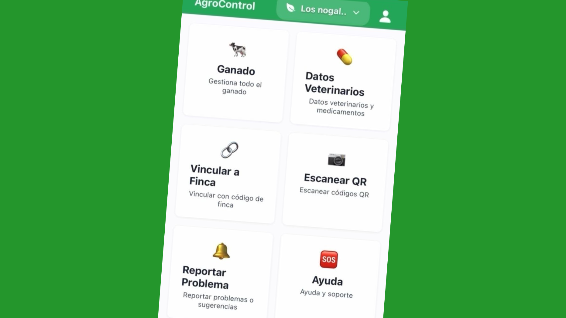 Captura de la app móvil CowTracker