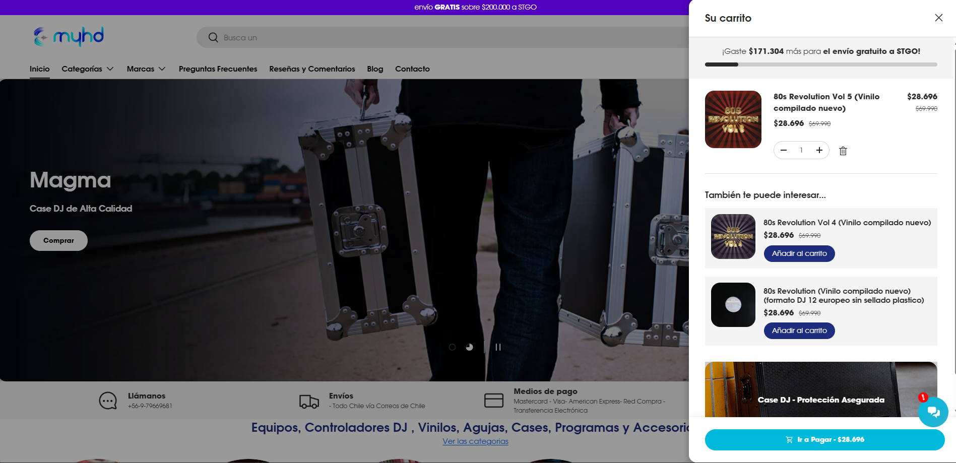 Captura de la tienda web MYHD.CL